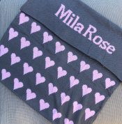 heart blanket in baby pink and grey