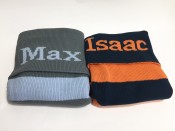 Hand Knit Personalized Baby Blanket - Stripes