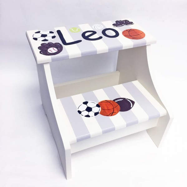 Personalized Stool for Kids Sporty Stripes