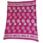 Hand Knit Personalized Blanket - Flowers