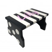 Personalized Kids' Stool - Black Stripes and Polka Dots