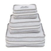 Personalized Travel Stacking Set of 3 - Grey Seersucker