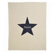 Personalized Baby Blanket - Beige and Navy Star