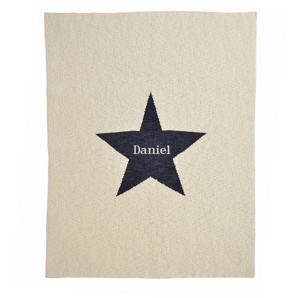 Personalized Baby Blanket - Beige and Navy Star