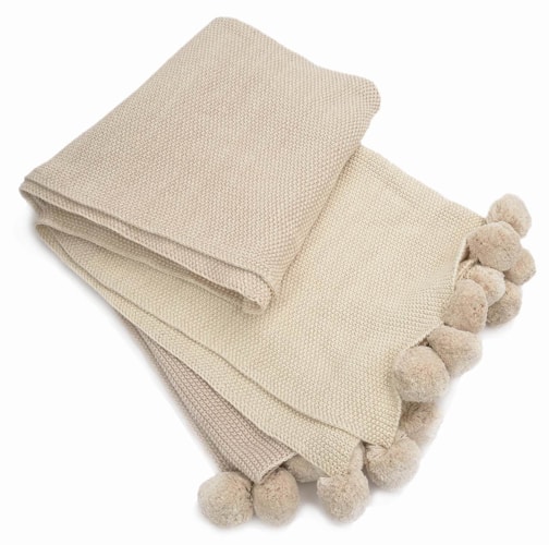 Blush Ombre Cotton Throw with Pom Pom